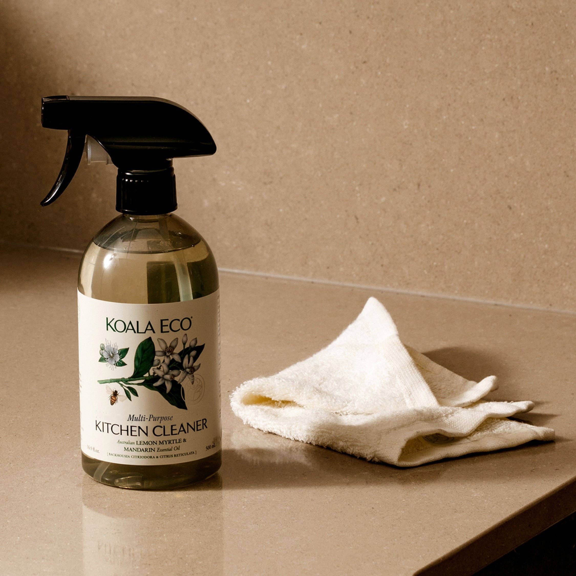 Organic Cleaning Cloth in use cleaning surface, eco-friendly washable cloth