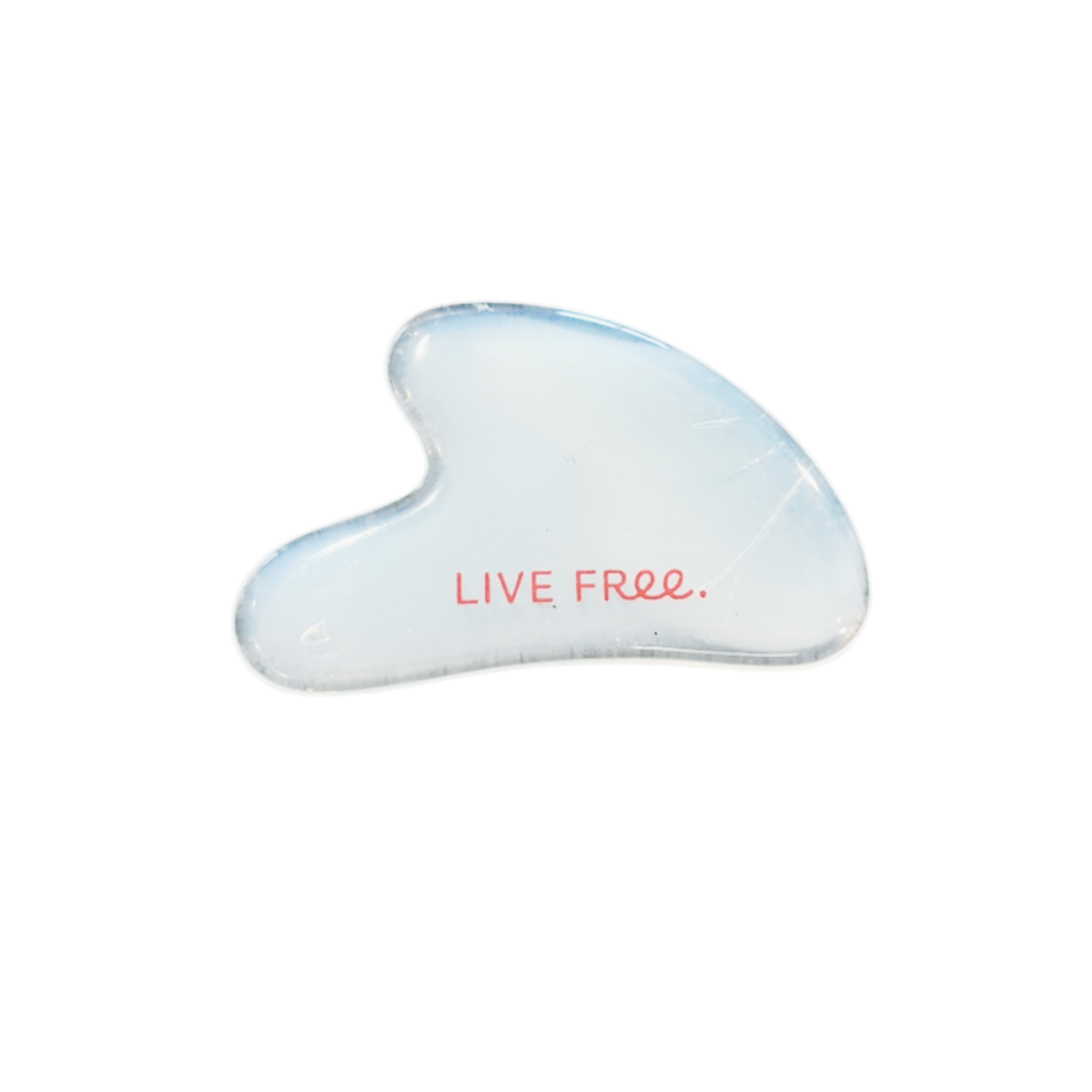 Live Free GuaSha close-up showing smooth stone edge and shape