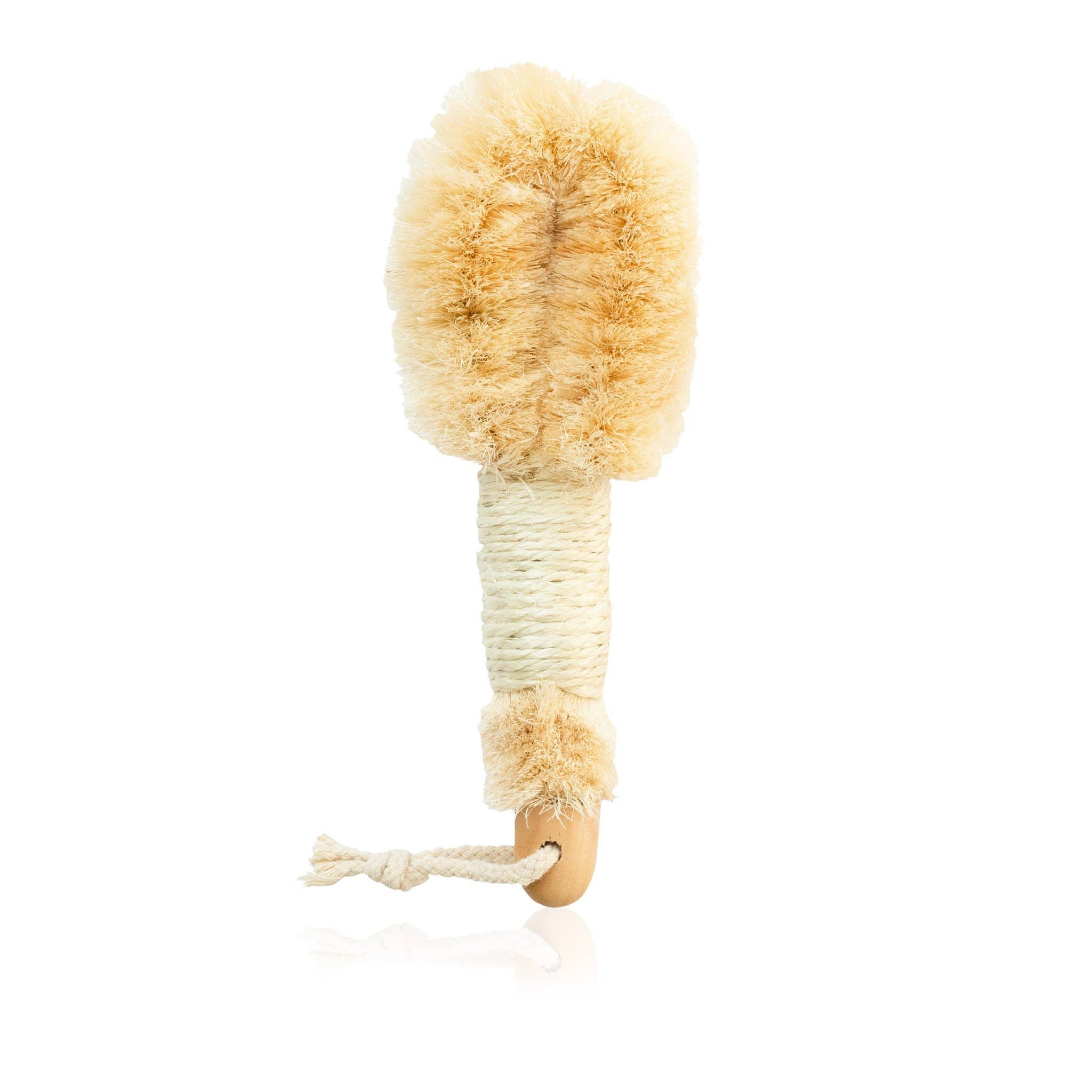 Exfoliating Body Brush product front view, natural bristle dry body brushing tool